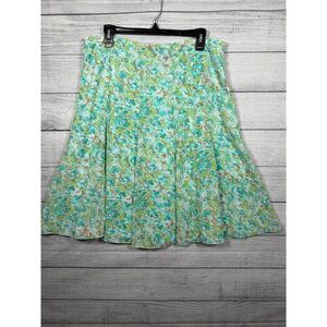 aXcess Liz Claiborne Women's Size 14 Aqua Green Floral A Line Skirt 4569